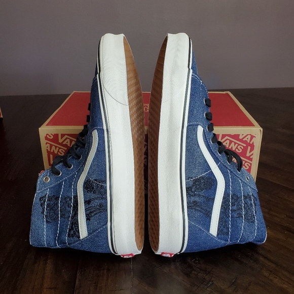 Vans Sk8-Hi Tapered Denim Embroidery Men Size 11.5, Women Size 13 - Picture 10 of 12